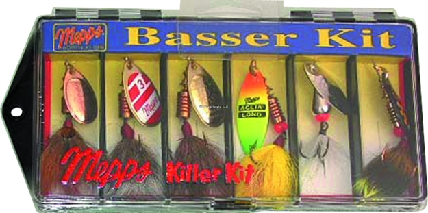 Picture of Mepps Basser Lure Kit, Assorted, Dressed Treble Hook, Single Hook, 6 Per Pack K2D
