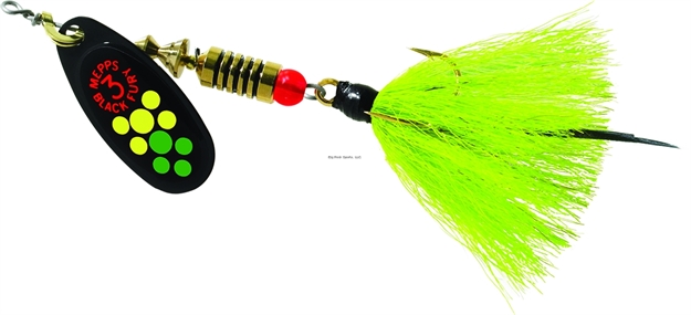 Picture of Mepps Black Fury In-Line Spinner, 1/4 Oz, Dressed Treble Hook, Hot Firetiger Blade With Chartreuse Tail