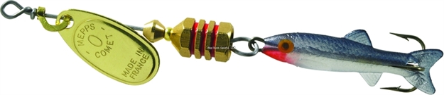 Picture of Mepps Comet Mino In-Line Spinner, 1 1/4", 1/9 Oz, Gold Blade With Shad Mino, Floating