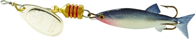 Picture of Mepps Comet Mino In-Line Spinner, 1 7/8", 1/6 Oz, Silver Blade With Shad Mino, Floating