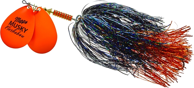 Picture of Mepps Double Blade Musky Flashabou 1 1/2 OZ Hot Orange-Blk/Orange