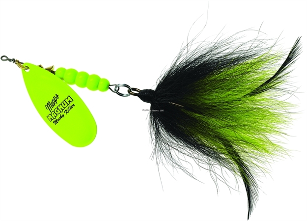 Picture of Mepps Magnum Musky Killer In-Line Spinner, 6", 1 1/4 Oz, Dressed Treble, Hot Chartreuse Blade With Black & Chartreuse