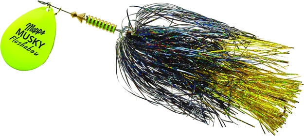 Picture of Mepps Musky Flashabou In-Line Spinner 1 1/2 OZ Hot Chart-Black/Chart