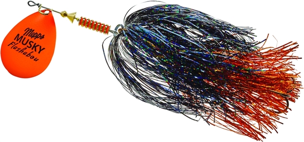 Picture of Mepps Musky Flashabou In-Line Spinner 1 1/2 OZ Hot Orange-Blk/Orange