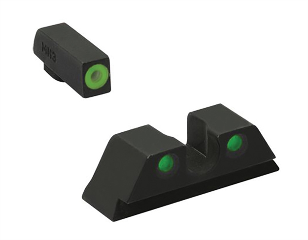 Picture of Meprolight Usa 401103111 Hyper-Bright  Green Tritium Green Outline Front Sight-Green Tritium Black Outline Rear Sig Sauer P-Series 0401103111 810013520804