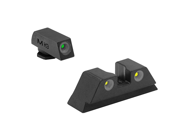 Picture of Meprolight Usa 102223201 Tru-Dot  Green Tritium White Outline Front Sight-Yellow Tritium White Outline Rear Sight Glock 10 Mm/.45Acp ML10222 Y 840103135298