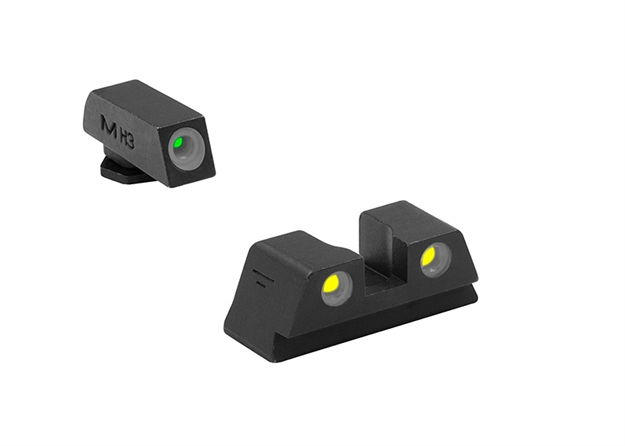 Picture of Meprolight Usa 102203201 Tru-Dot  Green Tritium White Outline Front Sight-Yellow Tritium White Outline Rear Sight Glock 42/43/43X/48 ML10220Y