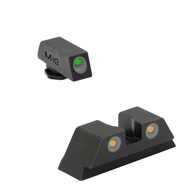 Picture of Meprolight Usa 102243301 Tru-Dot Sight Set Green Tritium Front/Orange Tritium Rear, Compatible W/Glock 17/19/22/23/24/25/28/31/32/33/34/35/37/38/39 ML10224 O 840103135359