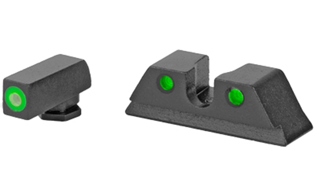 Picture of Meprolight Usa 465003111 Hyper-Bright Day/Night Tritium Sights Taurus G3c Fixed Tritium Green Green Black Frame