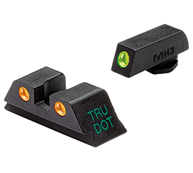 Picture of Meprolight Usa 102243301 Tru-Dot Sight Set Green Tritium Front/Orange Tritium Rear, Compatible W/Glock 17/19/22/23/24/25/28/31/32/33/34/35/37/38/39 ML10224 O