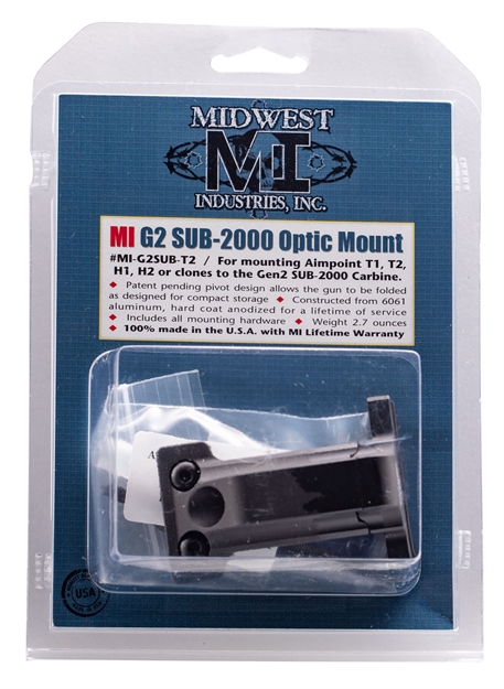 Picture of Midwest Industries Mig2subt2 Gen2 Sub 2000 Mini Optic Mount  Matte Black MI-G2SUB-T2