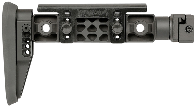 Picture of Midwest Industries Mialphafbsf Alpha Fixed Beam Black Synthetic Side Folding Stock With Adjustable Cheekrest, Compatible W/ 1913 Picatinny Rail Adapter MI-ALPHA-FBSF