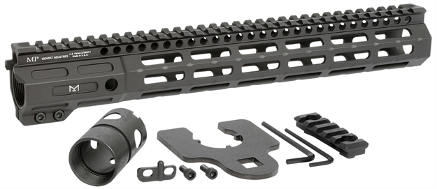 Picture of  Midwest Industries Minf135 Night Fighter  13.50" M-Lok Black Hardcoat Anodized Aluminum Includes Barrel Wrench, Nut, & 5 Slot Rail 812102033523