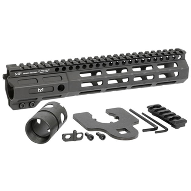 Picture of  Midwest Industries Minf105 Night Fighter  10.50" M-Lok Black Hardcoat Anodized Aluminum Includes Barrel Wrench, Nut, & 5 Slot Rail 812102033516