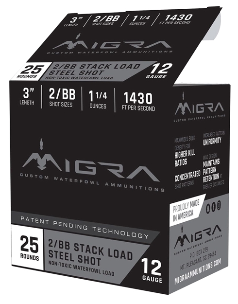 Picture of Migra Ammunition M12s2bb6p Combinational Weekender 12 Gauge 3" 1 1/4 OZ 2,Bb Shot 25 Bx/ 6 CS