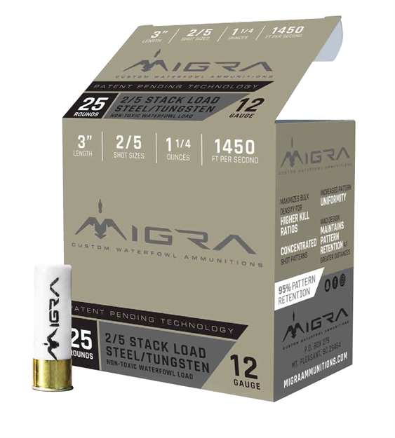 Picture of Migra Ammunition M12st25 Combinational Tungsten 12 Gauge 3" 1 1/4 OZ 2,5 Shot 25 Bx/ 10 CS