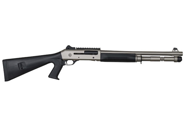 Picture of  Mac 21000153 1014 Marine 12 Gauge 3" 5+1 18.50", Electroless Nickel Barrel/Rec, Synthetic Furniture, Fixed Pistol Grip Stock, Ghost Ring Sight, Optics Mount, 3 Chokes 723551444320