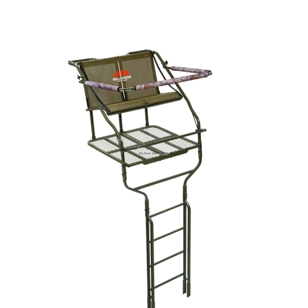 Picture of Millennium Treestands 18' Double Ladder Stand, W/Large Platform, Safe-Link Safety Line, Padded Shooting Rail, Folding Footrest