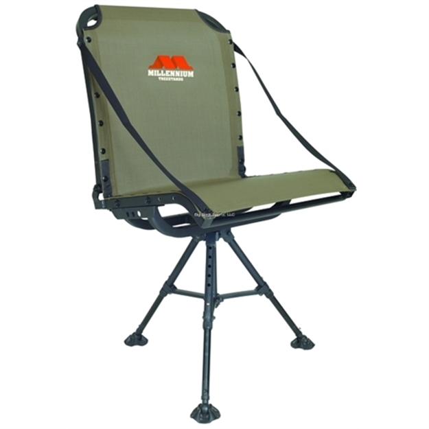 Picture of Millennium Treestands Ground Blind Chair, Swiveling, Aluminum, 13" - 18" Height, Folding, Olive Drab G-100 853421001657