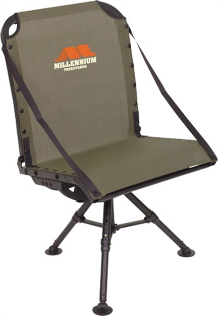 Picture of Millennium Treestands Ground Blind Chair, Swiveling, Aluminum, 13" - 18" Height, Folding, Olive Drab G-100