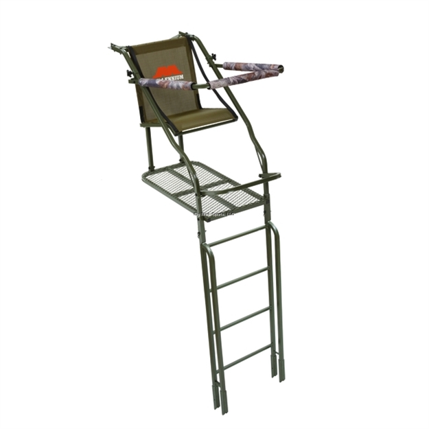 Picture of Millennium Treestands 21' Single Ladder Stand, W/Large Platform, Safe-Link Safety Line, Padded Shooting Rail, Folding Footrest