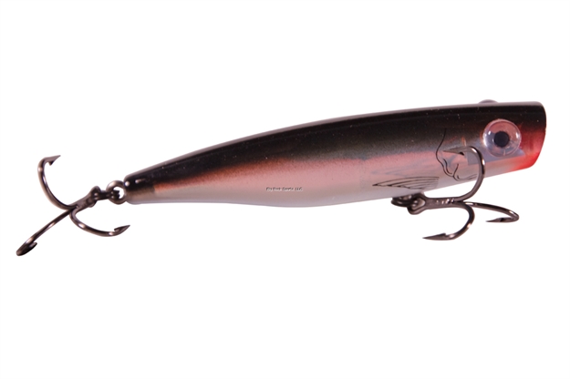 Picture of Mirrolure C-Eye Poppa Mullet Surface Popper, 3 5/8", 1/2 Oz, Black Back/White Belly/Silver, Floating