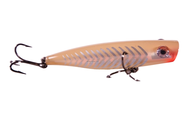 Picture of Mirrolure C-Eye Poppa Mullet Surface Popper, 3 5/8", 1/2 Oz, Bone Back & Belly/Silver Bones, Floating