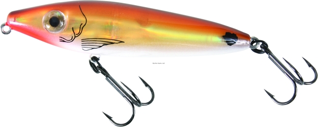 Picture of Mirrolure C-Eye Pro Dog Jr. Surface Walker, 4", 3/4 Oz, 3-D Eyes, Copper Back/White Belly/Gold