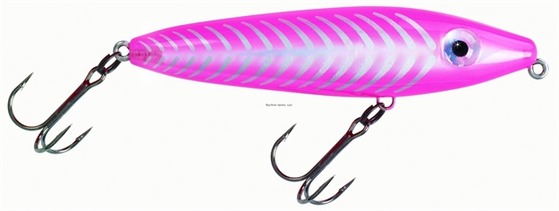 Picture of Mirrolure C-Eye Pro Dog Jr. Surface Walker, 4", 3/4 Oz, 3-D Eyes, Hot Pink Back & Belly/Silver Bones