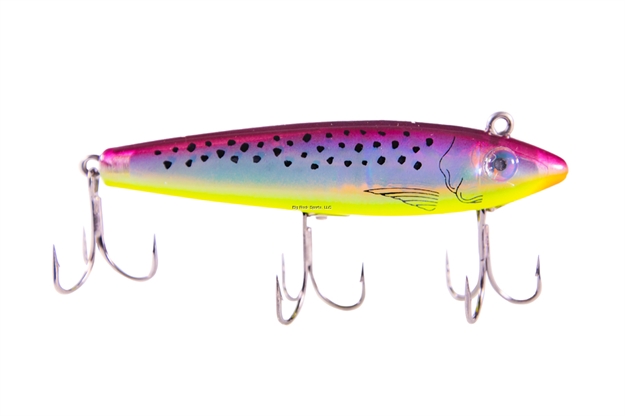 Picture of Mirrolure C-Eye Pro Series Sinking Twitchbait, 3 5/8", 1/2 Oz, 3-D Eyes, Purple Back/Chartreuse Belly/Silver