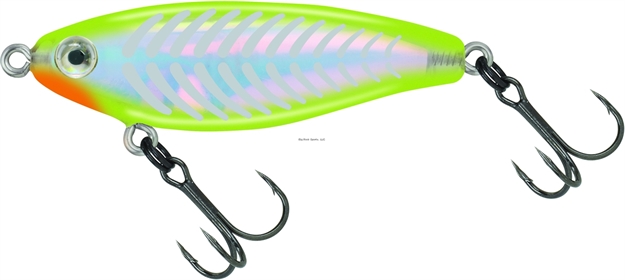 Picture of Mirrolure C-Eye Pro Series Suspending Twitchbait, 2 5/8", 3/8 Oz, 3-D Eyes, Chartreuse Fluorescent Back & Belly/Silver Bones
