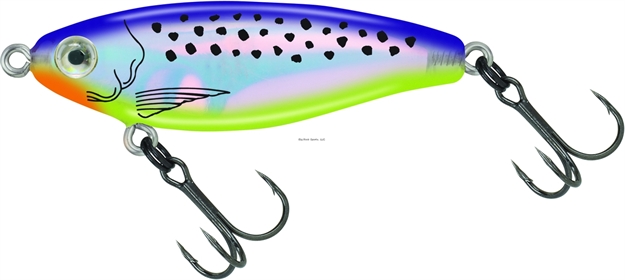 Picture of Mirrolure C-Eye Pro Series Suspending Twitchbait, 2 5/8", 3/8 Oz, 3-D Eyes, Purple Back/Chartreuse Belly/Silver