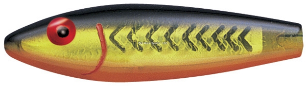 Picture of Mirrolure Classic Series Sinking Twitchbait, 3 5/8", 1/2 Oz, 3-D Eyes, Black Back/Fluorescent Orange Belly/Fluorescent Flame/Chartreuse Side