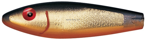 Picture of Mirrolure Classic Series Sinking Twitchbait, 3 5/8", 1/2 Oz, 3-D Eyes, Black Back/Fluorescent Orange Belly/Gold Scale