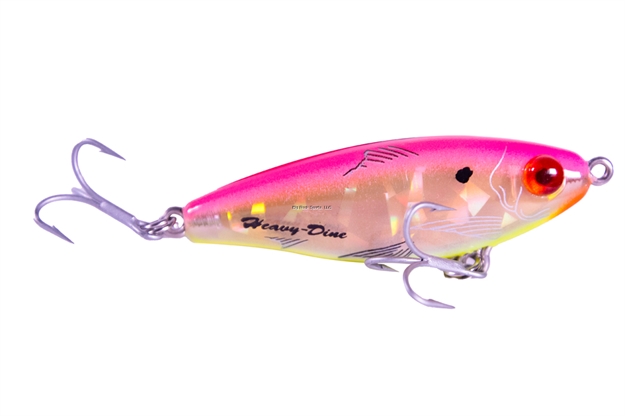 Picture of Mirrolure Heavy Dine Sinking Twitchbait, 2 5/8", 7/16 Oz.,  Hot Pink Back/Chartreuse Belly/Gold Broken Glass