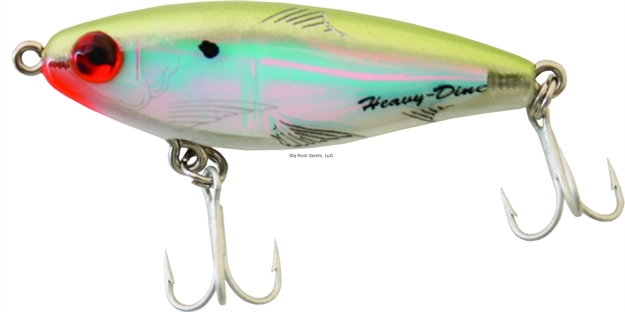 Picture of Mirrolure Heavy Dine Sinking Twitchbait, 2 5/8", 7/16 Oz, 3-D Eyes, Rattling, Bayou Green Back/Pearl Belly/Silver