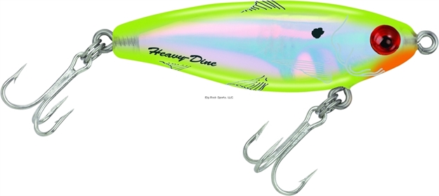 Picture of Mirrolure Heavy Dine Sinking Twitchbait, 2 5/8", 7/16 Oz, 3-D Eyes, Rattling, Chartreuse Back & Belly/Silver