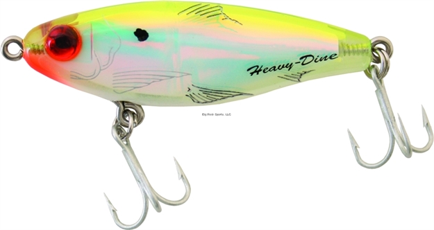 Picture of Mirrolure Heavy Dine Sinking Twitchbait, 2 5/8", 7/16 Oz, 3-D Eyes, Rattling, Chartreuse Back/Pearl Belly/Silver