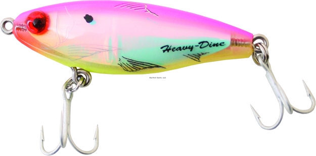 Picture of Mirrolure Heavy Dine Sinking Twitchbait, 2 5/8", 7/16 Oz, 3-D Eyes, Rattling, Fluorescent Hot Pink Back/Chartreuse Belly/Silver