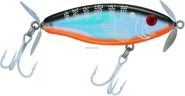 Picture of Mirrolure Mirro Prop Dual-Prop Floating Twitchbait, 3", 1/2 Oz, Black Back/Orange Belly/Silver