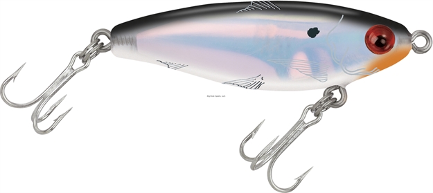Picture of Mirrolure Mirrodine Mini Suspending Twitchbait, 2 1/4", 3/16 Oz, 3-D Eyes, Black Back/White Belly/Silver
