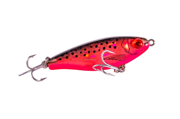 Picture of Mirrolure Mirrodine Suspending Twitchbait, 2 5/8", 3/8 Oz, 3-D Eyes, Black Back Pink Belly/Silver Broken Glass