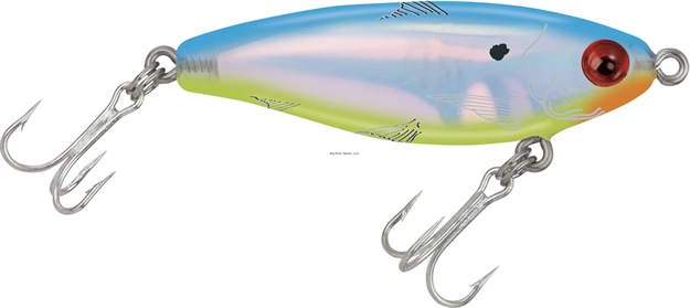 Picture of Mirrolure Mirrodine Suspending Twitchbait, 2 5/8", 3/8 Oz, 3-D Eyes, Blue Back/Chartreuse Belly/Silver