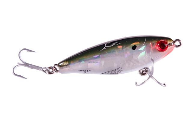 Picture of Mirrolure Mirrodine Suspending Twitchbait, 2 5/8", 3/8 Oz, 3-D Eyes, Green Back White Belly/Silver Broken Glass