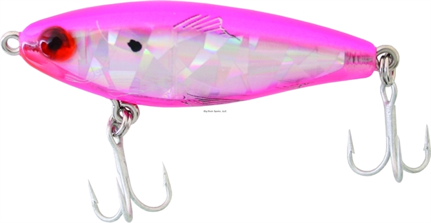 Picture of Mirrolure Mirrodine Suspending Twitchbait, 2 5/8", 3/8 Oz, 3-D Eyes, Hot Pink/Silver Broken Glass