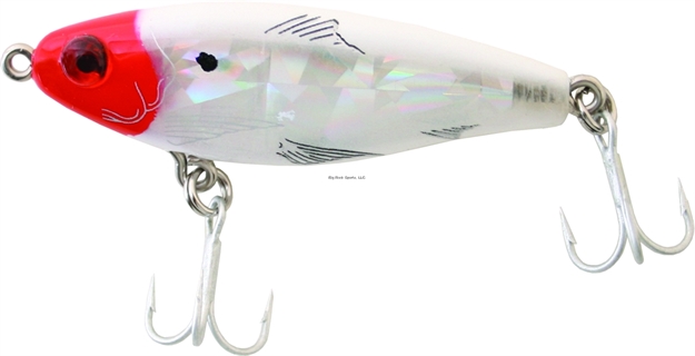 Picture of Mirrolure Mirrodine Suspending Twitchbait, 2 5/8", 3/8 Oz, 3-D Eyes, Red Head/White Broken Glass/Silver