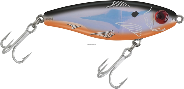 Picture of Mirrolure Mirrodine XL Suspending Twitchbait, 3 1/8", 9/16 Oz, 3-D Eyes, Black Back/Orange Belly/Silver