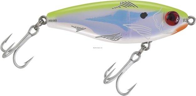 Picture of Mirrolure Mirrodine XL Suspending Twitchbait, 3 1/8", 9/16 Oz, 3-D Eyes, Chartreuse Back/Pearl Belly/Silver