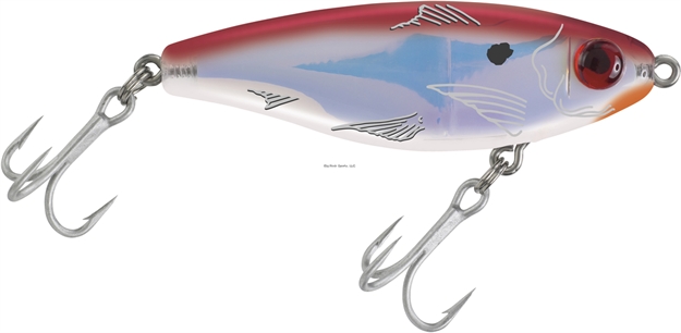 Picture of Mirrolure Mirrodine XL Suspending Twitchbait, 3 1/8", 9/16 Oz, 3-D Eyes, Red Back/White Belly/Silver