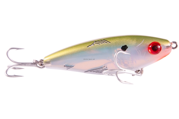 Picture of Mirrolure Mirrodine Xxl Suspending Twitchbait, 3 3/4", 1 Oz, 3-D Eyes, Bayou Green Back/White/Silver